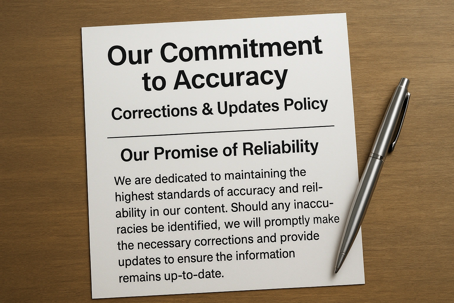 Our Commitment to Accuracy Corrections & Updates Policy Our Promise of Reliability